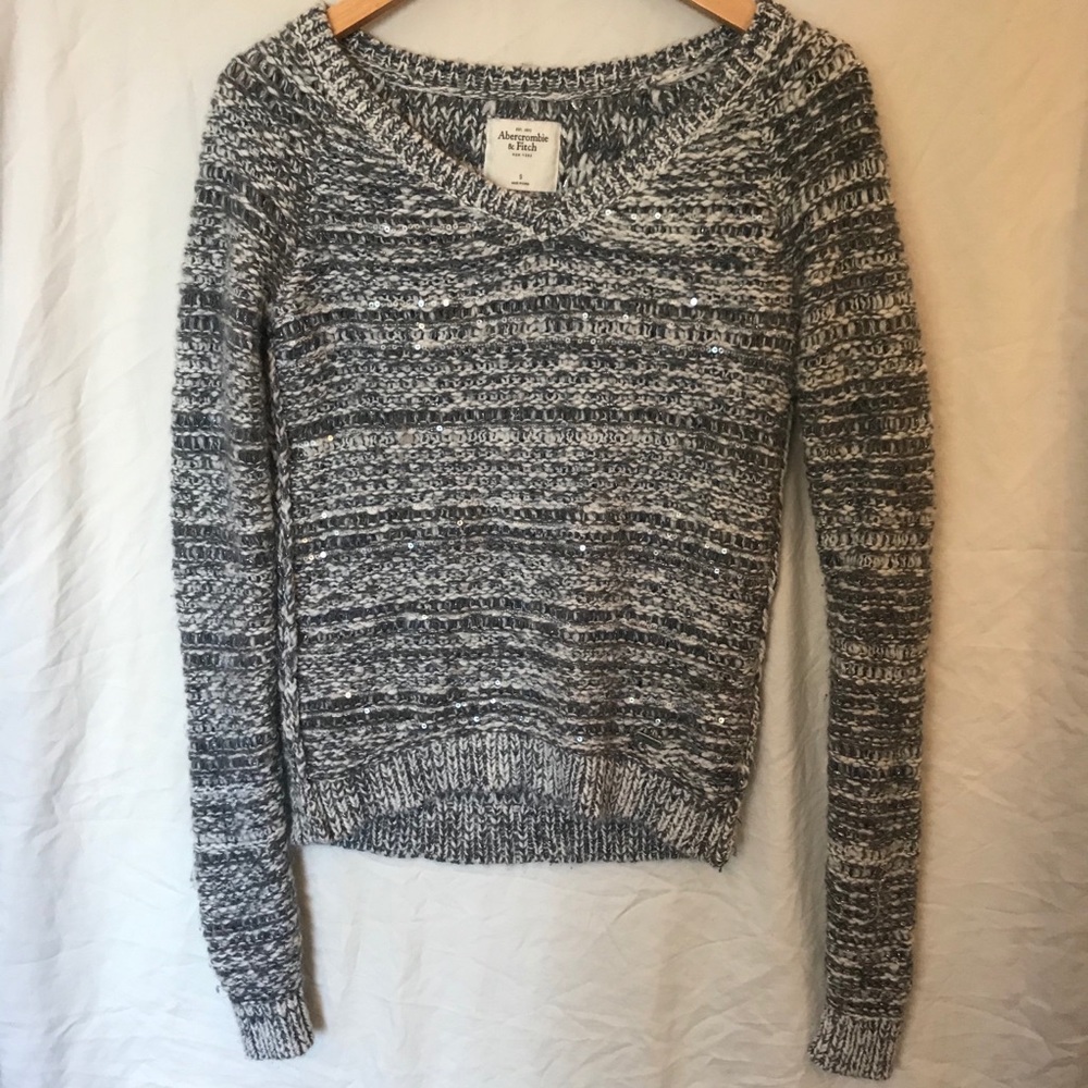 Abercrombie & Fitch Sparkle Wool Grey Knit Sweater
